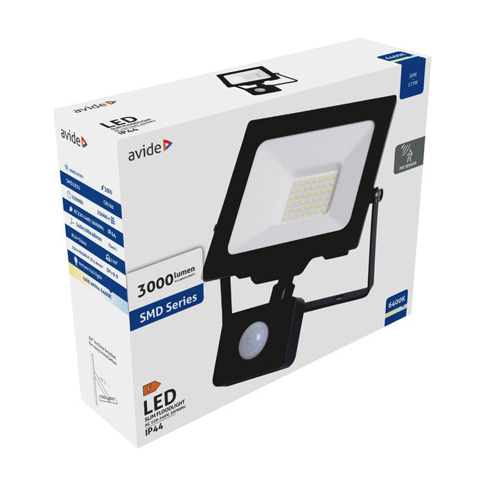 PROJETOR LED SLIM 30W 6400K COM SENSOR - AVIDE