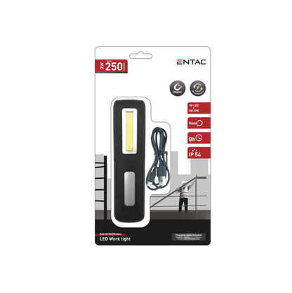 LANTERNA ENTAC LED 3W TRABALHO RECARREGÁVEL