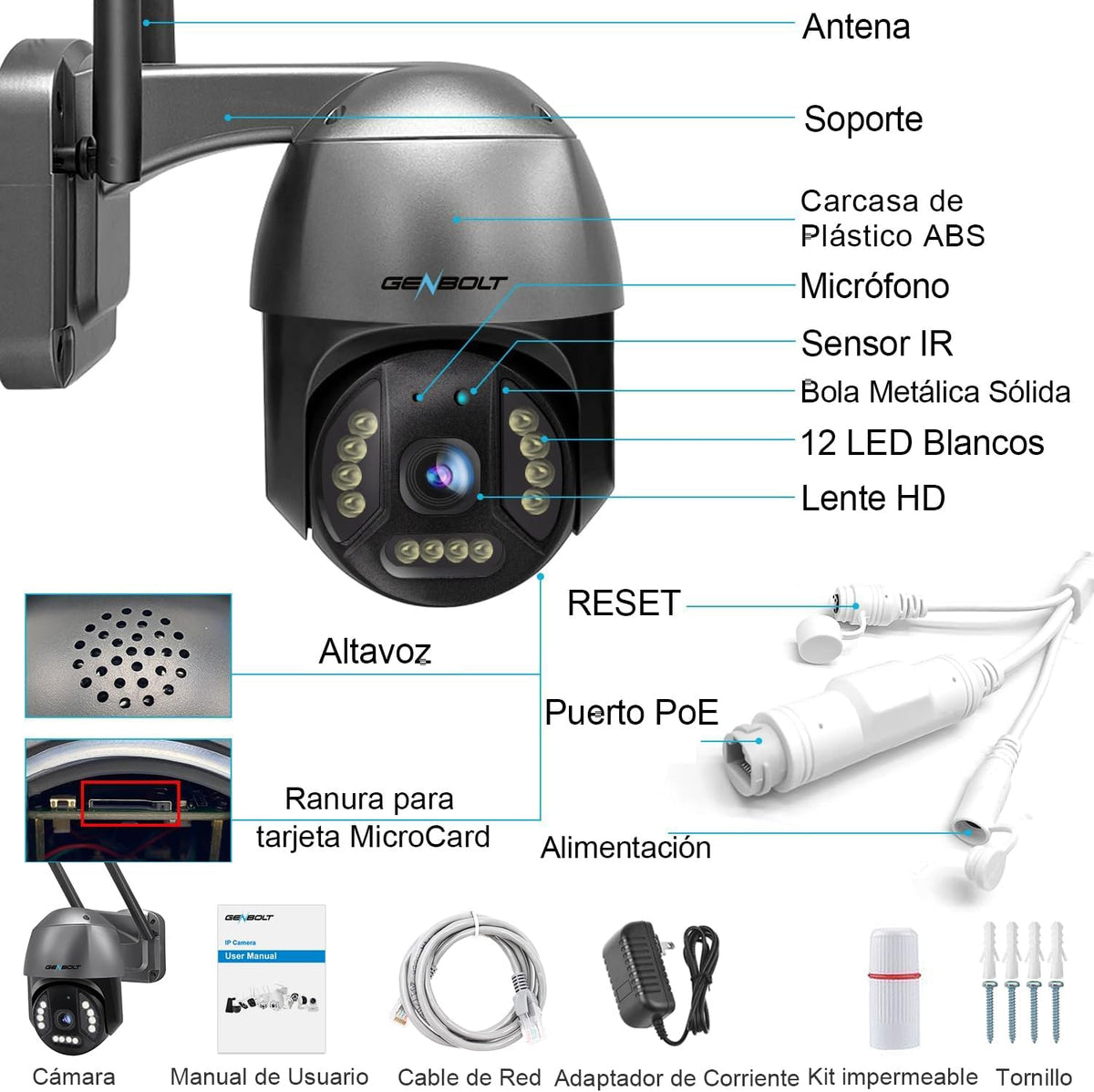 CAMARA DE VIGILÂNCIA 4K WIFI PTZ 8MP 2.4/5GHZ