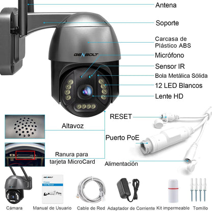 CAMARA DE VIGILÂNCIA 4K WIFI PTZ 8MP 2.4/5GHZ