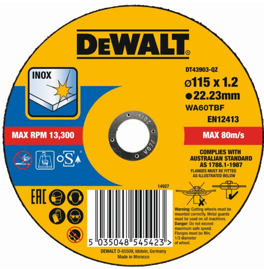 DISCO DEWALT 115 X 1.2mm CORTE INOX DT-43903