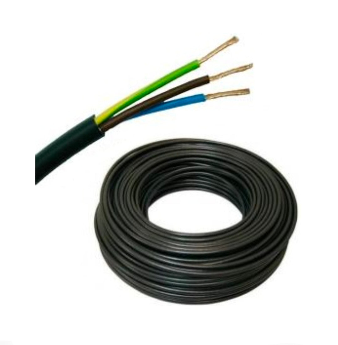 CABO ELÉTRICO 3 X 2,5mm PRETO - 1 METRO