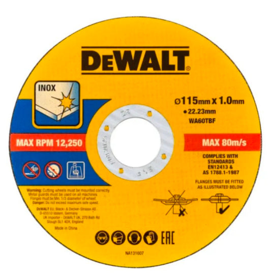 DISCO DEWALT 115 X 1.0mm CORTE INOX