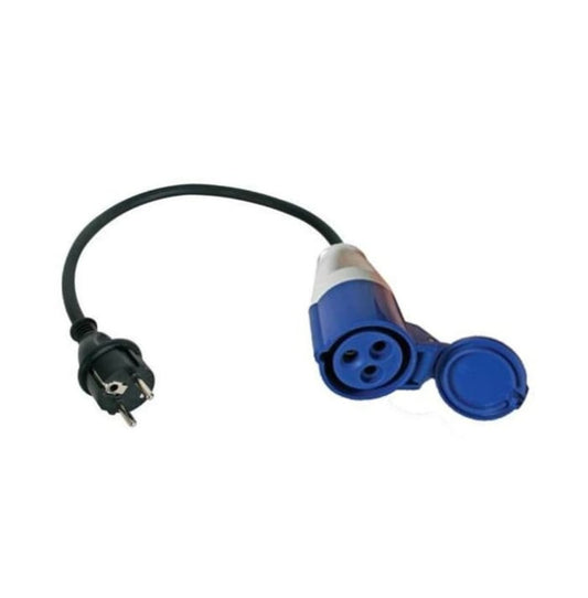 CABO ADAPTADOR FICHA CEE 3 POLOS FEMEA -> FICHA SCHUKO MACHO (40cm)