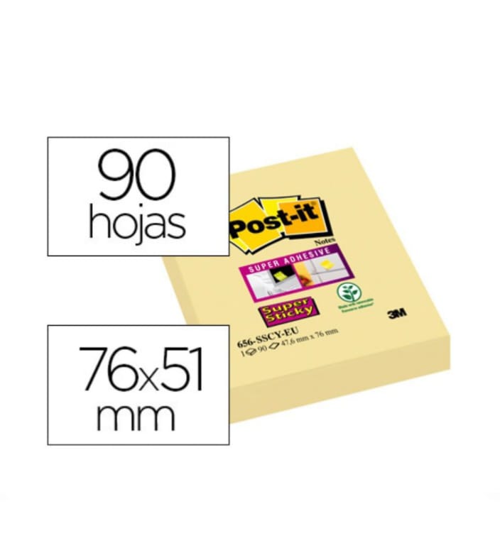 BLOCO DE NOTAS ADESIVAS POST-IT SUPER STICKY 51 X 76MM COM 90 FOLHAS AMARELO
