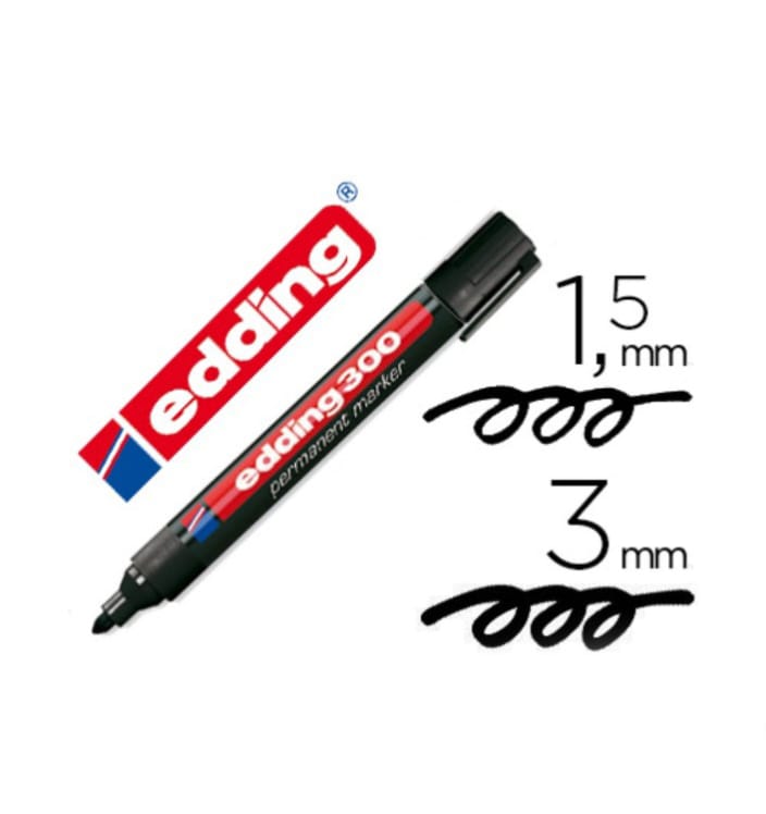 MARCADOR PERMANENTE 300 PRETO PONTA REDONDA 1,5MM - EDDING