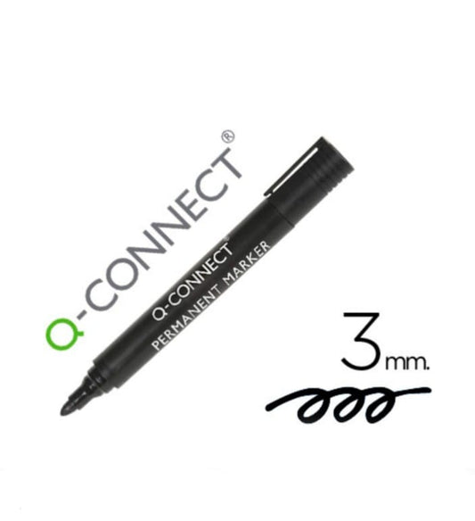 MARCADOR PERMANENTE PRETO PONTA REDONDA 3.0MM - Q-CONNECT