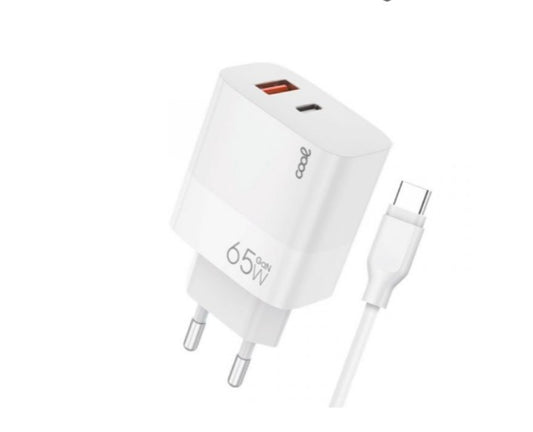 CARREGADOR UNIVERSAL PD TIPO-C + CABO USB 65W (BRANCO) - COOL