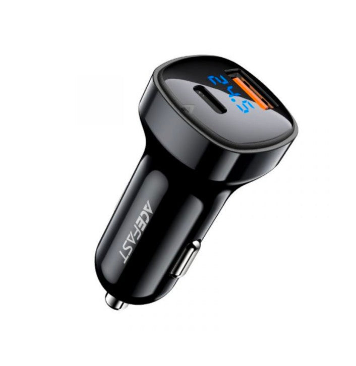 CARREGADOR DE ESQUEIRO B4 USB-C / USB 66W C/ ECRÃ (PRETO) - ACEFAST