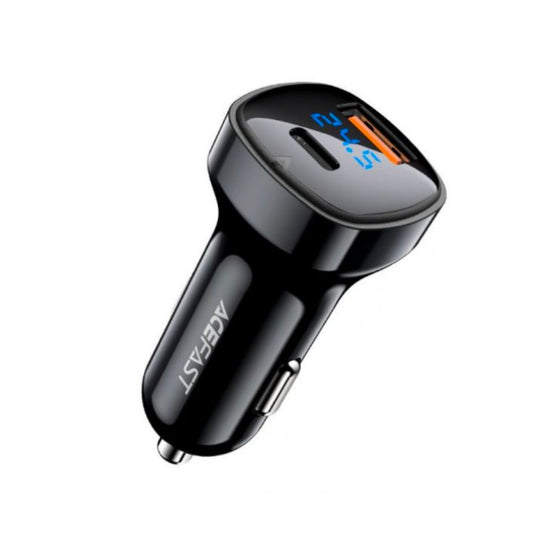 CARREGADOR DE ESQUEIRO B4 USB-C / USB 66W C/ ECRÃ (PRETO) - ACEFAST